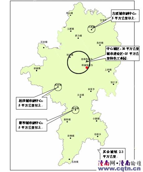 潼南县“一心三点多极”城镇布局图