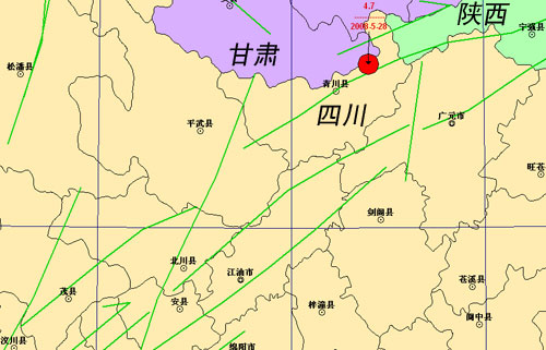 图示为28日01时35分，四川省青川县发生4.7级地震。（图片来源：陕西省地震局网站）.jpg