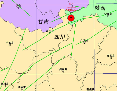 图示为27日16时37分，陕西省宁强县发生5.7级地震。（图片来源：陕西省地震局网站）.jpg